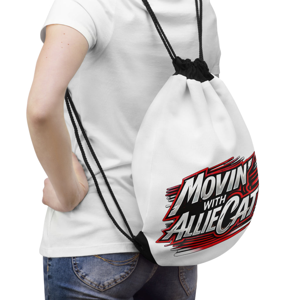 Movin' With AllieCat Drawstring Bag — Sporty Logo Gym Sack