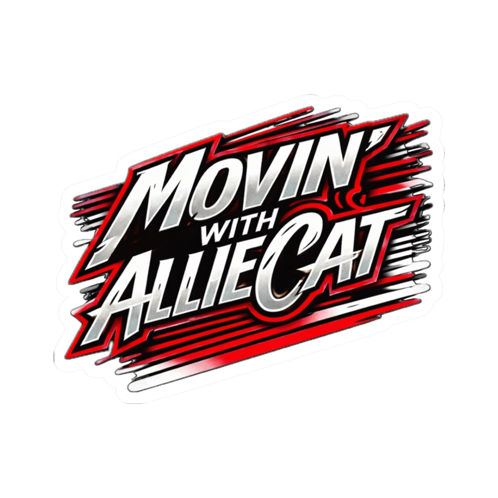 Movin' With AllieCat Sticker — Retro Racing-Decal Laptop & Water Bottle Sticker